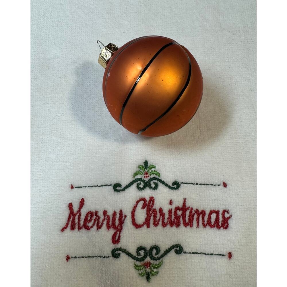Basketball Christmas Ornament Sports Fan Hobbies Glass Ball Holiday Decor 3.7"